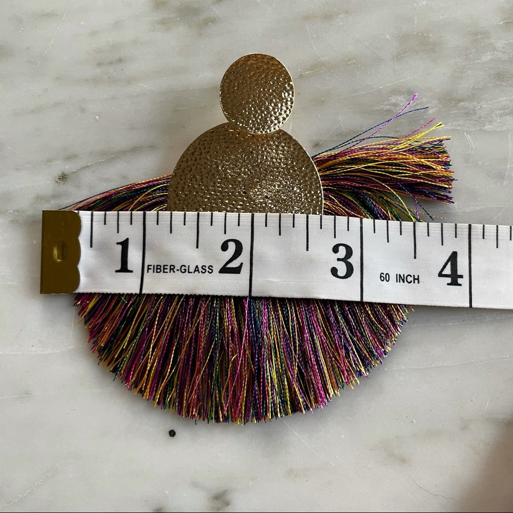Boho Fringe Statement Earrings Multi Color - Picture 4 of 5